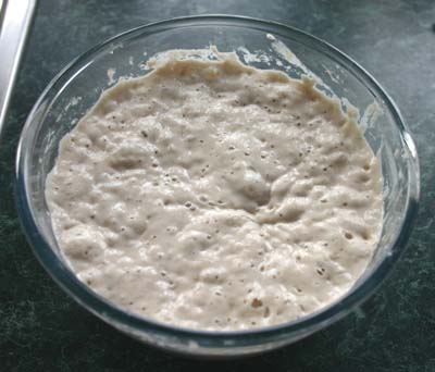 The sourdough starter ready to
                be added to the water