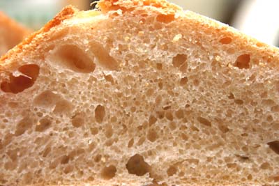 Close-up of the roll crumb