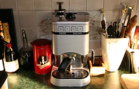 The Baby Gaggia espresson maching, with accessories